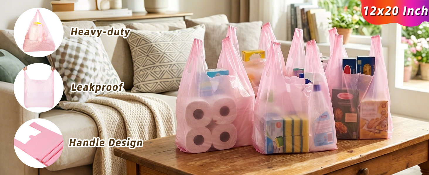 Pink Plastic Bags with Handles