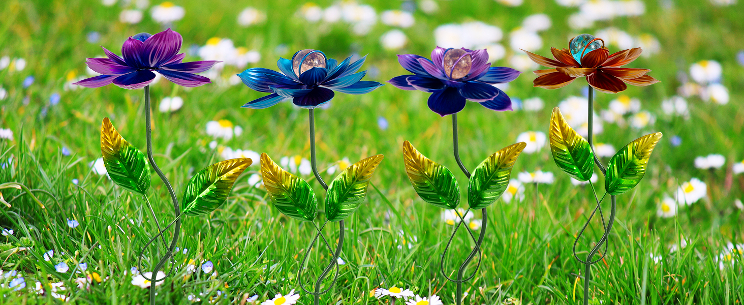 Metal Flowers Garden Stakes