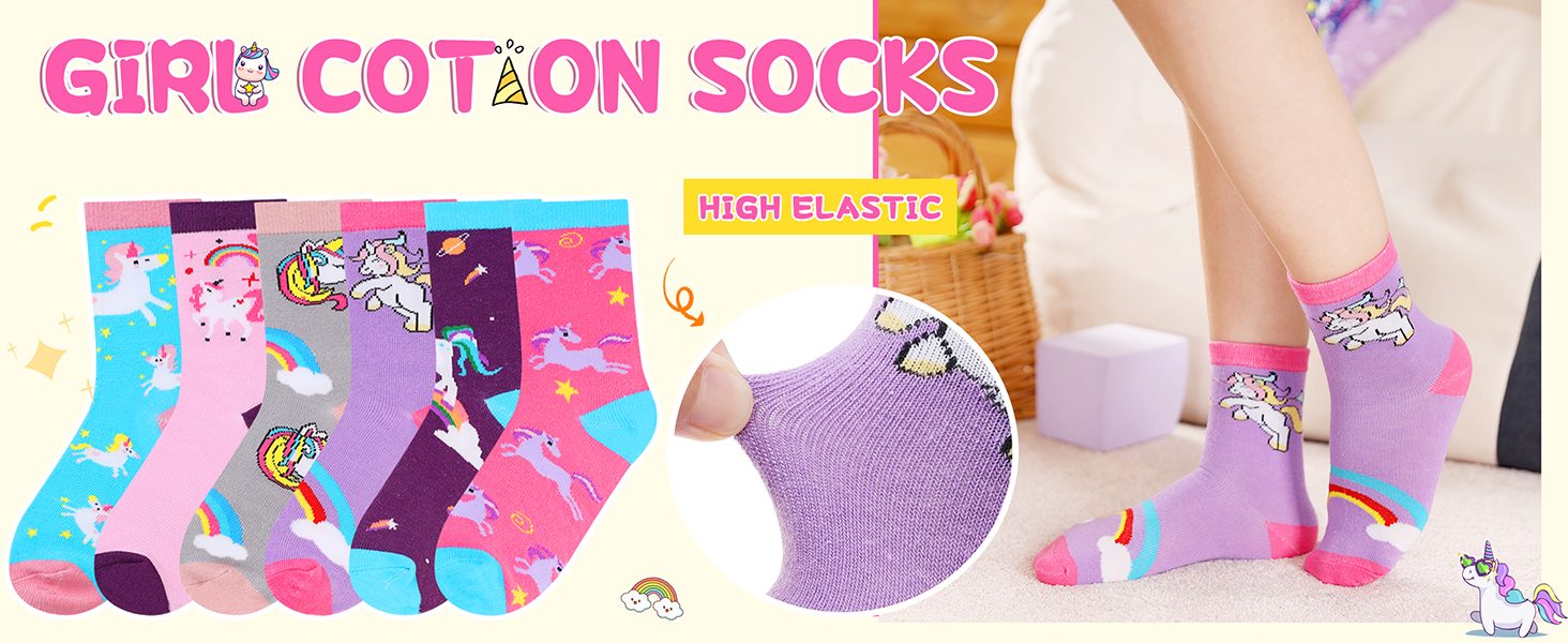 Girls Cotton Crew Socks Kids Novelty Animal Soft Funny school play Casual Fashion Unicorn Gift Socks