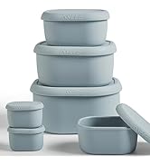 ISSEVE 6Pcs/Set Nesting Silicone Food Storage Containers with Lids, BPA Free Reusable Meal Prep S...