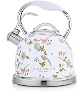 Laura Ashley Elveden White Whistling Tea Kettle Stovetop,Tea Pot for Stove | Stainless Steel Wate...