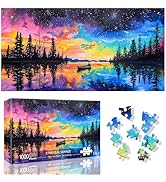 Ginfonr 1000 Piece Jigsaw Puzzles for Adults -«Ethereal Voyage»Irregular Shaped Pieces for Challe...