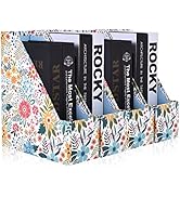 SUIN 4 Pack Foldable Magazine Holder, Seamless Floral Designered File-Boxes Desk File Organizer f...