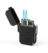 TOPAKY Torch Lighter, Waterproof Windproof Dual Flame Butane Lighter, Refillable Mini Gas Torch L...