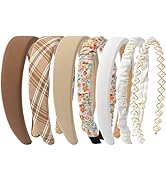 Sunolga 7 Pack Brown Headbands for Women Girls Non Slip Floral Padded Hairbands Cute Pearl Head b...