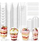 160 Pack (405 Pcs) Plastic Dessert Cups with Lids and Spoons, 5oz Clear Yogurt Parfait Cups with ...