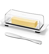 MORGLES Butter Dish with Lid and Knife, Dishwasher Safe Butter Keeper Container for Countertop An...