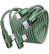 toocki USB C Cable 10ft 2Pack, 100W Right Angle Fast Charging Cord, Green | Nylon Braided USB 2.0...