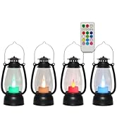LLQ Small Lanterns Decorative Indoor with Remote Color Changing, Vintage Candles Lanterns with Ti...