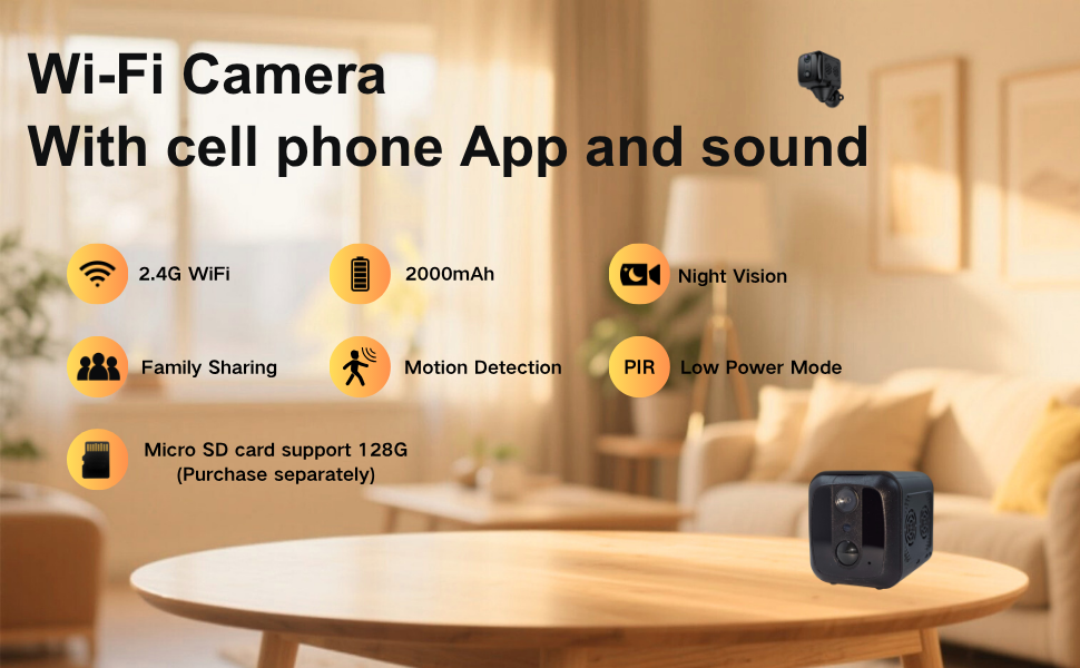 Wi-Fi Camera with cell phone App and sound