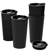 Greentainer 4 Pack Plastic Travel Coffee Mug Set, 20 oz Spill Proof | Drinking Cups with Lids | P...