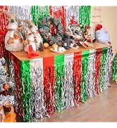 LOLStar Christmas Party Decorations, 4 Pack Red White and Green Table Skirt | Xmas Table Decorati...