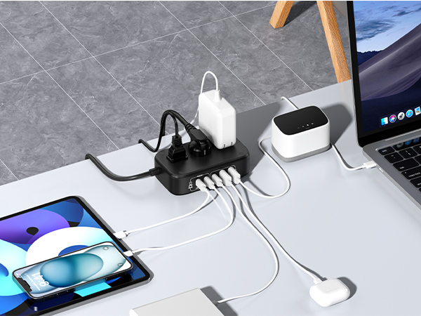 65W USB Power strip with USB-A/ USB-C/AC outlet ports