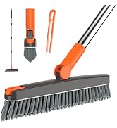 AIR U+ Grout Brush with Long Handle 180° Swivel Scrub Brush with Tweezers to Hair Clip V-Shape Gr...