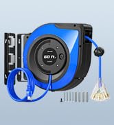 DEWENWILS Retractable Cord Reel, 60FT Heavy Duty Extension Cord, 12AWG/3C SJTOW, 3 Grounded Outle...