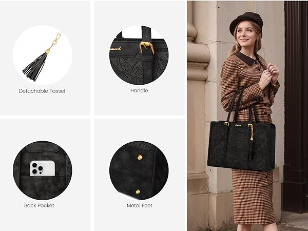 laptop bag tote purses women messenger work leather computer compartment 15.6 inch large handbag
