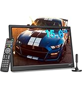 Feihe 15.6 inch Small Kitchen TV with ATSC Tuner/HDMI/USB/AV, Built-in TV Steel Stand and Remote ...