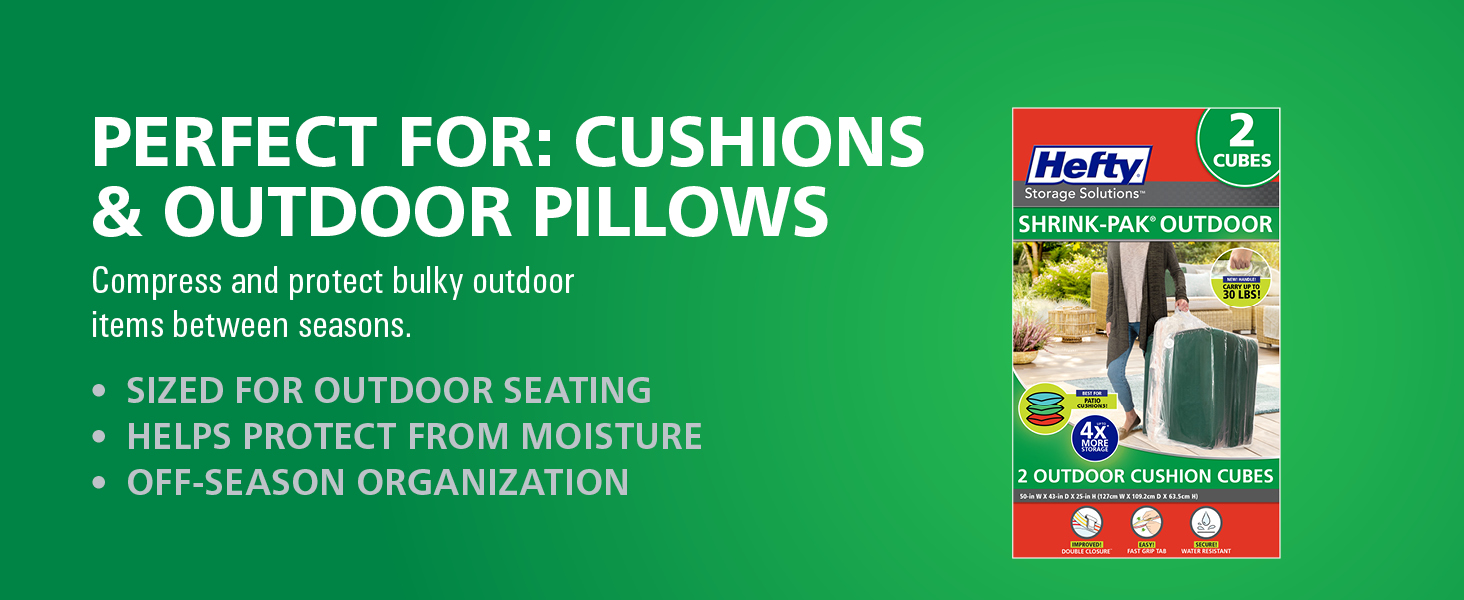 Vacuum storage bags compress cushions and pillows for storage