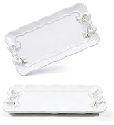 Wowagoga 2 PCS Vintage Decorative Tray Jewelry Tray Storage Tray Pure White Decorative Organizer ...