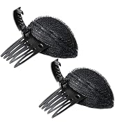 2Pcs Black Puff Hair Cushion Volume Clips, Fluffy Hair Pad, Sponge Clip Bun Comb and Bump It Up H...