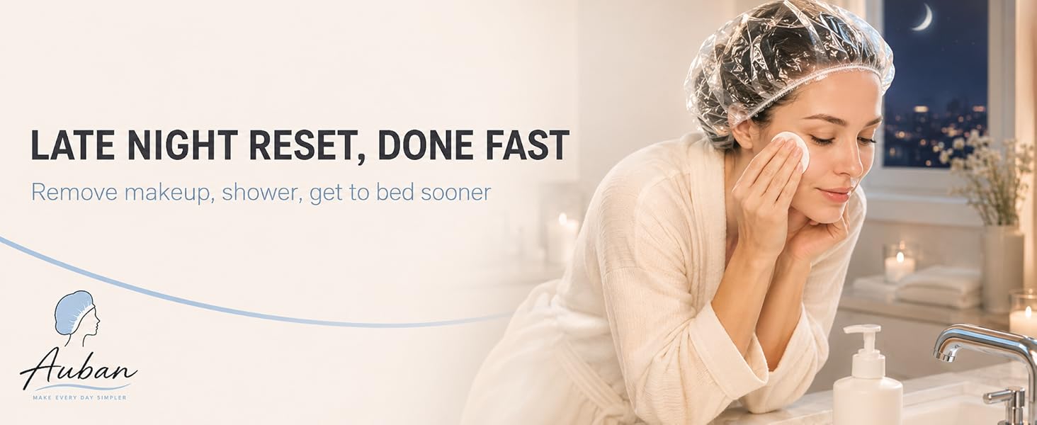 SHOWER CAPS HELP SAVE YOUR TIME WITHOUT WASHING HAIR AND SLEEP MORE GO TO BED SOONER AFTER BUSY DAY