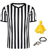 HIGHRAZON Men Referee Shirt Set, V-Neck Ref Shirt, Whistle, Flag, Referee Costume for Basketball,...