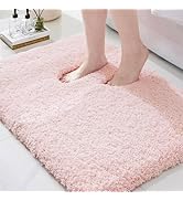 Ruggnovea Bathroom Rugs Pink 24x36 Machine Washable Bath Mat for Bathroom Floor Thick Fluffy Abso...