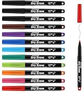 YISAN Dry Erase Markers, 1mm Fine Tip, Assorted Colors, 12 Count | Magnetic Whiteboard Markers wi...