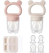 2 Pack Silicone Baby Fruit Feeder with Mini Freezer Tray, Breastmilk Popsicle Molds for Baby Teet...