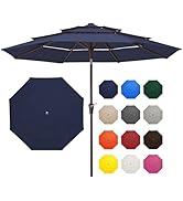 JEAREY 9FT 3 Tier Patio Umbrella Outdoor Market Umbrella Table Umbrellas with 8 Ribs 1.5 Pole Pus...