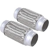 FGJQEFG 2PCS Exhaust Flex Pipe Stainless Steel Double Braid 2" x 6" Long Heavy Duty