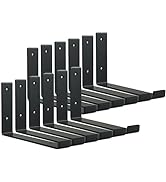HEART ART Black Shelf Bracket 10 inch, Shelf Bracket 12 Pack,J Metal Heavy Duty Shelf Support Bra...
