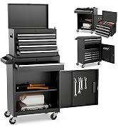 Goplus Tool Chest, 5-Drawer Rolling Tool Storage Cabinet with Detachable Top Tool Box, Liner, Uni...