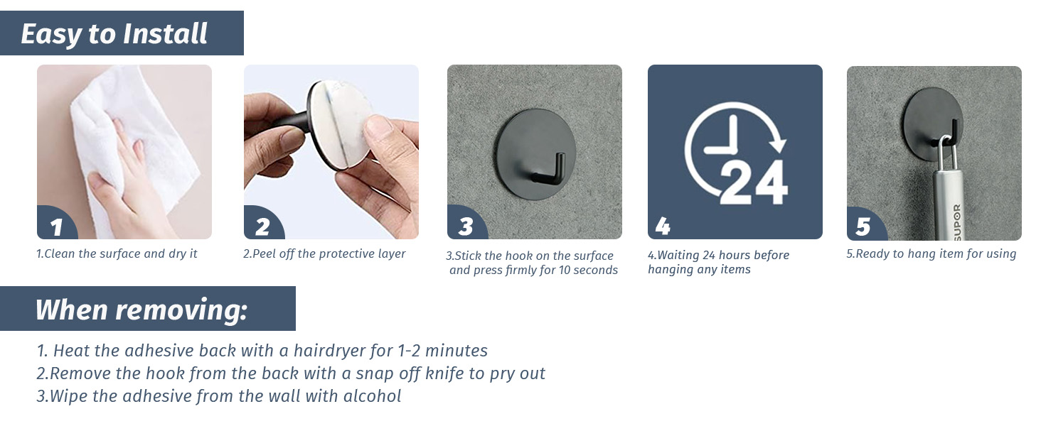 intall step for adhesive hooks