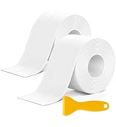 BLISSIQUEE 2 Rolls Caulk Tape Waterproof Self Adhesive 1.97" x16.4Ft, White Toilet Caulk Sealant ...