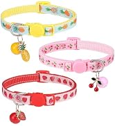 BINGPET Breakaway Cat Collar with Bell, 3 Pack Cat Collars for Girl Cats, Cute Kitty Collars Acce...
