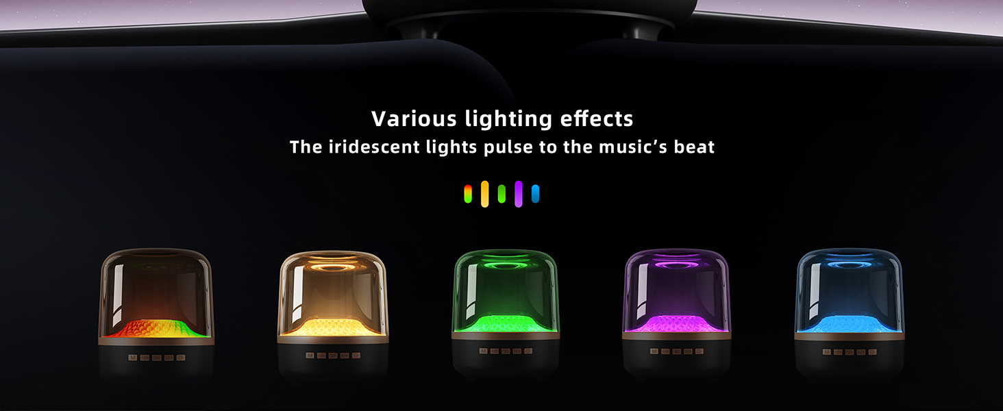 Bluetooth Speaker with HD Sound and Lights,for Home/Party/Outdoor/Travel/Beach, Stocking Stuffers