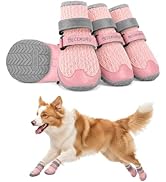 BECEMURU Dog Shoes for Summer, Double-Straps Anti-Slip Dog Boots & Paw Protectors for Hot Pavemen...