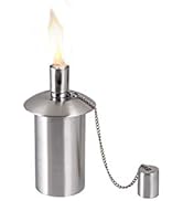 Firefly Polished Stainless Steel Table-Top Tiki Torch Canister - Durable Design with Refillable F...