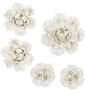 LIUCOGXI 5 Pcs Ceramic Flower Wall Decor Handcrafted 3D Hanging Porcelain Flowers Wall Art Cerami...