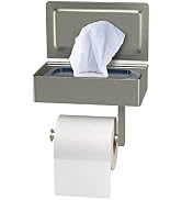 Brushed Nickel Toilet Paper Holder Wall Mounted with Shelf & Wipes Storage – Stainless Steel SUS3...