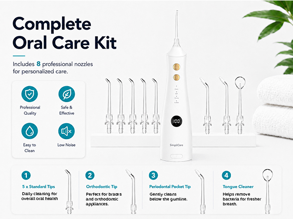 SimpliCare F5052 cordless water flosser for daily oral care and deep cleaning