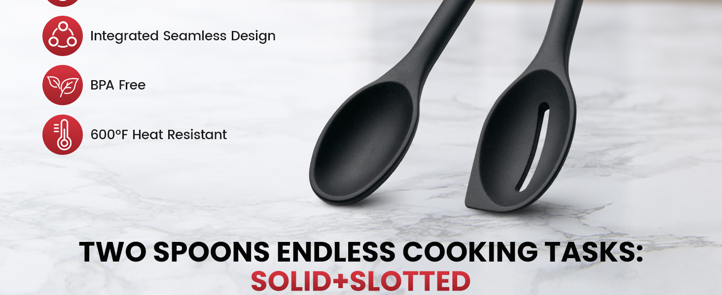 Silicone cooking spoon set