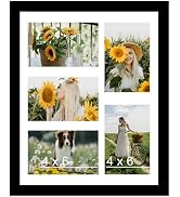 JCJMY 11x14 Collage Picture Frame with Mat, Display 5 Pcs 4x6 Photos or 11x14 Picture, Five Openi...