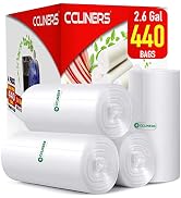 2.6 Gallon (10 Liter) Clear Small Trash Bags (440 Bags) 2 Gallon Bathroom Garbage Bags Plastic Wa...