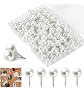 100 Pcs Pearl Pins, Pearl Push Pins Thumb Tacks for Bulletin Board Corkboard Map Calendar Photo W...