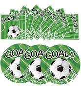 Xjoviative 40PCS Soccer Paper Plates and Napkins Party Supplies, Disposable Soccer Party Tablewar...