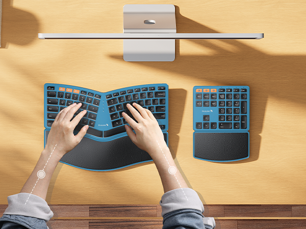 Ergonomic Keyboard with number pad - black blue A+ (4)