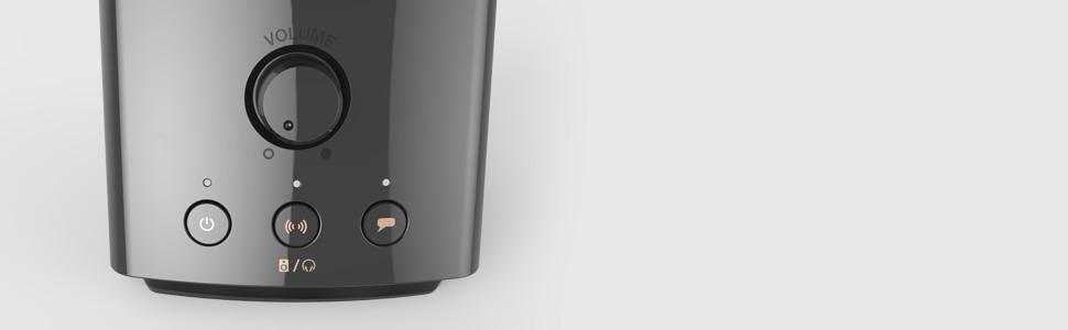 close up look on the buttons featured on the right satellite speaker of the creative t60