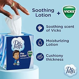 Soothing lotion + Vicks: Soothing scent of vicks, Moisturizing lotion, cushiony thickness